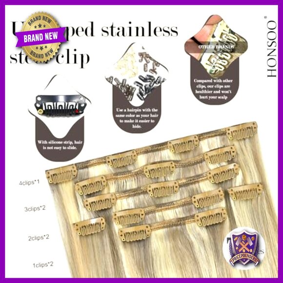 15 Inch Clip In Human Hair Extensions Straight Silky 70g 7pcs main image 6
